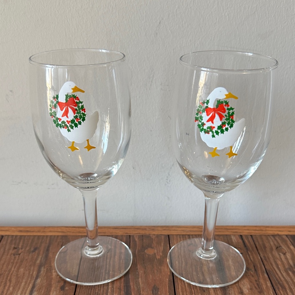 Christmas Geese Wine Glass
